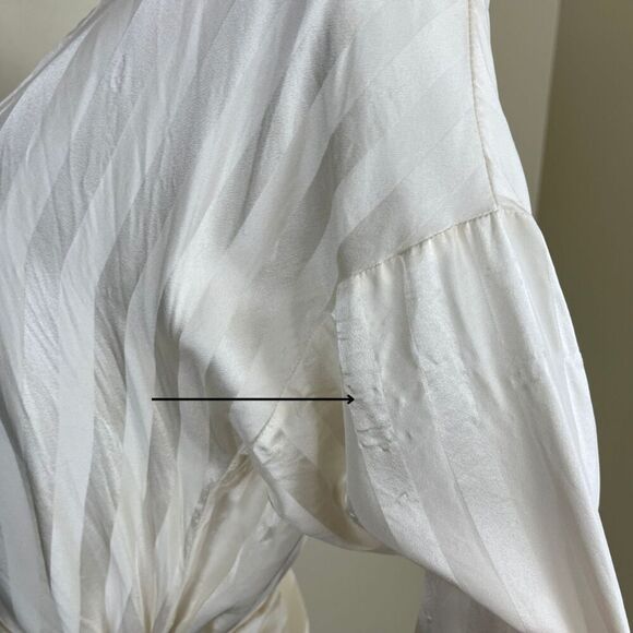 Michelle Mason Womens Size 4 Ivory Crepe Silk Satin Stripe Mini Wrap Shirt Dress - Picture 15 of 15